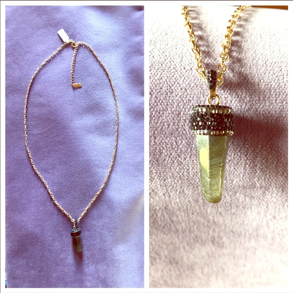 JOYUS Long Necklace, Carved Obelisk Stone Pendant.